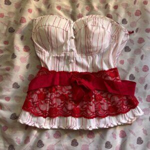 White And Red Corset Style Top